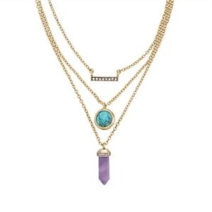 Chloe + Isabel Medina Convertible Pendant Necklaces Amethyst Turquoise & Pave